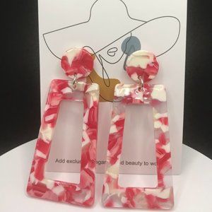 NWT Colorful Geometric Ladder Shape Acrylic Long Earrings